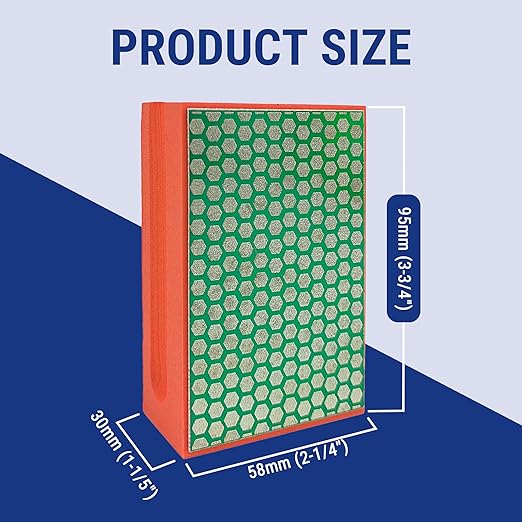 Diamond Hand Polishing Pad Diamond Sanding Block Foam Backed Diamond Sponge Sanding Pads for Wet or Dry Grinding polishing for Granite Marble Stone Tile Glass Ceramic (1, 200# Hexagon)