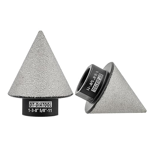 DT-DIATOOL Diamond Beveling Chamfer Bits - Diamond Countersink Drill Bit 1-3/8 Inch x 5/8"-11 Thread for Enlarging Trimming Shaping Existing Holes of Granite Marble Porcelain Tiles,Size 35mm 2pcs