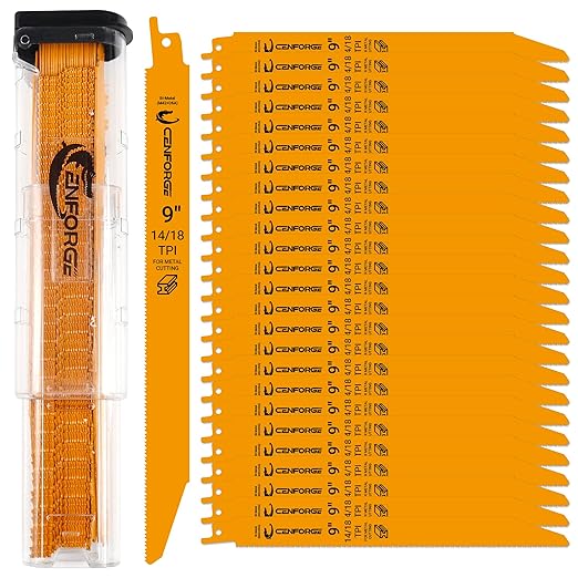 25-PC Reciprocating Saw Blades, 9 inch, 14-18 TPI, BI-Metal (M42+D6A) Material, Replace Milwaukee, Dewalt and Diablo sawzall Blade, for Sawzall Blades Metal