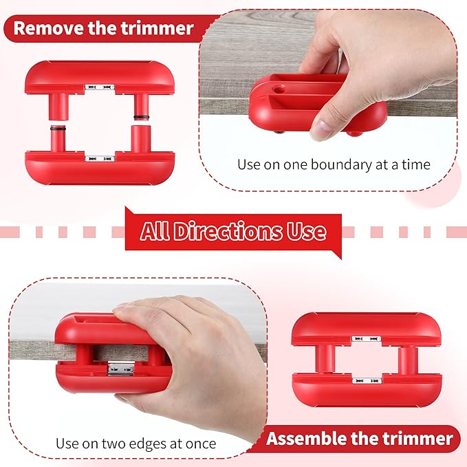 Feekoon Edge Banding Trimmer with Tungsten Carbide Blades, Edge Band Cutter Tool, Versatile Hand Planer Bander for Burrs, Corner Planer, Wood Chamfering Fillet Scraper for PVC ABS Melamine, Red