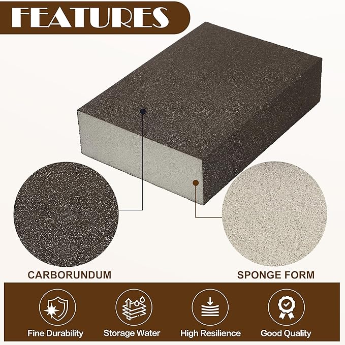 16Pcs 80 Grit Sanding Blocks, Jamiikury Coarse Sanding Sponge Washable and Reusable, Wet Dry Sandpaper Sponge for Wood Metal FurniturePaint and Drywall