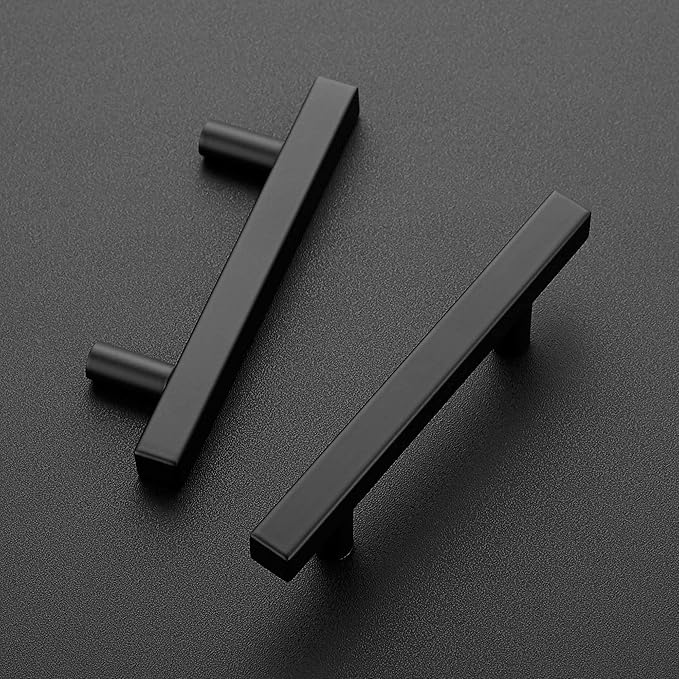 Ravinte 40 Pack Black Cabinet Handles 3 Inch Square Cabinet Pulls Matte Black Square Hardware for Kitchen Cabinets - 5 Inch Total Length