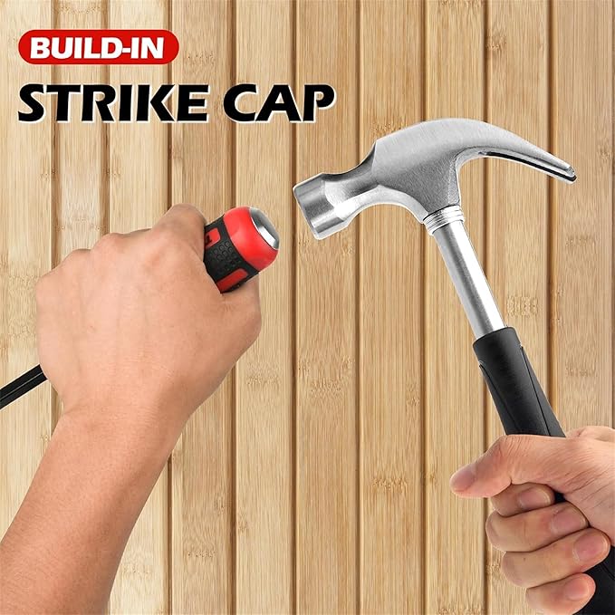 TOOLEAGUE Utility 2Pcs Pry Bar Set,18-Inch Mechanic Hand Tools with Thicker Strike Cap Handle, Heavy Duty Pry Bar Tools for Automotive,Home&Garage DIY Job