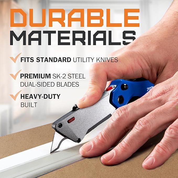 Poplock Hook Blades for Utility Knife, 20 Pack SK2 Steel Hook Utility Knife Blades, Long-Lasting Wide R-Curve Design for Roofing, Carpet & Cardboard ??Fits Standard Box Cutters
