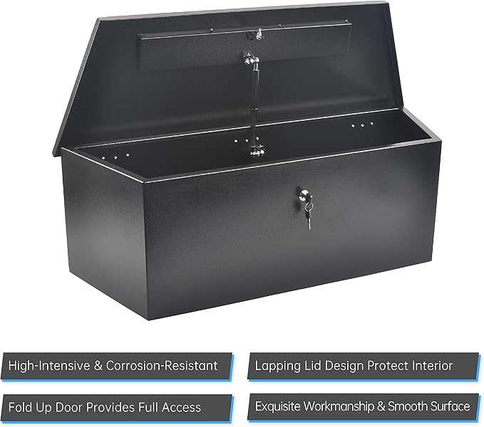 35’’ Trailer Tongue Tool Box, Steel Tool Storage Box for Trailer Tongue, Suitable for Truck, Trailer, Rv（35"*12"*11.8"-Black）