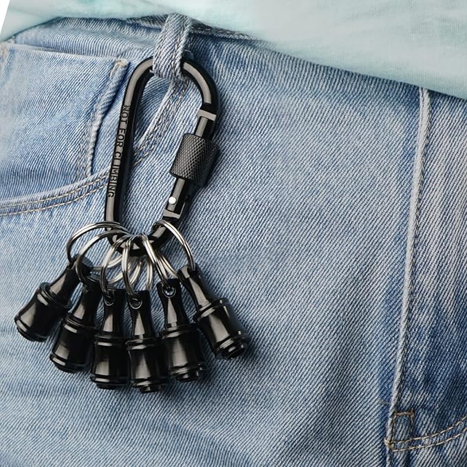 LUEXBOX 1/4 Inch Bit Holder Keychain, Hex Screwdriver Bits Holder Extension Bar, Quick Change Screw Bit Holder for Most Electric, Hand-held Screwdrivers and Drill Bits (A: Black 12pack)
