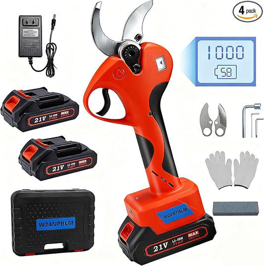 Electric Pruning Shears竊? inches (50mm) Cutting Diameter竊똂ordless Pruning Shears with LCD Display竊?pcs 2000mAh Rechargeable Lithium Battery, 2pcs Upgraded SK5 blades