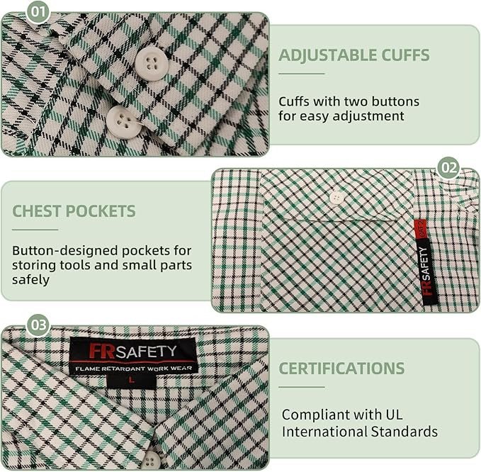 SKSAFETY 7oz FR Shirts for Men, Welding Shirt Hi Vis Flame Resistant 100% Cotton Fire Retardant Longsleeve Shirt CAT2