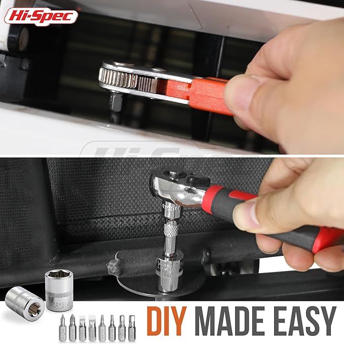 Hi-Spec 48pc Ratcheting Screwdriver & Socket Set, 1/4" Drive Mini Bit Ratchet and Quick-Release Ratchet, CR-V Sockets 4??4 mm, Security Bits in Portable Case