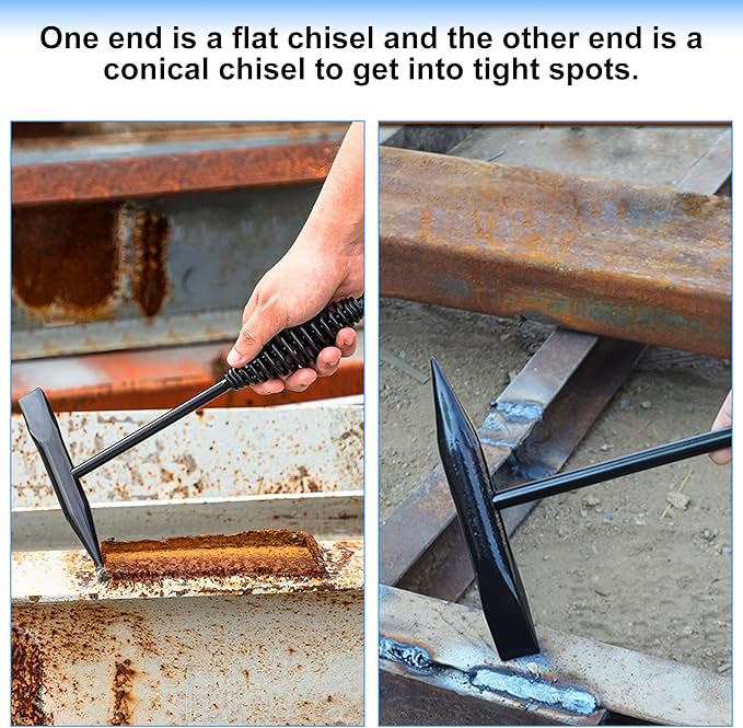Chipping Hammer Welding with Coil Spring Handle,11Inch Welding Steel Wire Brush for Cleaning Removing Slag and Welding Residue