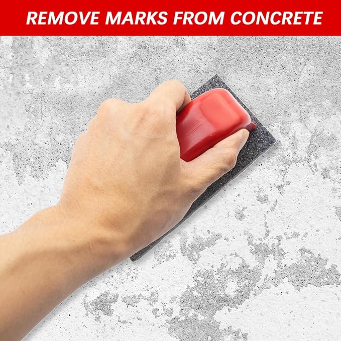 3 Pcs Rub Brick with Handle, Fluted 20-Grit Carbofrax Surface Concrete Tools Masonry Tools Smoothing Cleaning Removing Marks Tool (Red)