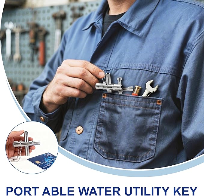 HAYATOOLY 4-Way Sillcock Key, 2-Pack 40Cr Water Key, Multi-Functional & Utility Wrench, Shut Off Tool for 1/4", 9/32", 5/16", 11/32" Valve, Spigot & Electric Meter, Ideal for Home, Public & Commercial