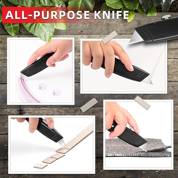 DIYSELF 30 Pack Box Cutter Heavy Duty Aluminium Shell Utility Knife | SK5 Steel Sharp Blade | Retractable Knife for Cutting Cartons Ropes and Cardboard | Home and Office Use, PVC Pipe Cutter (Black)