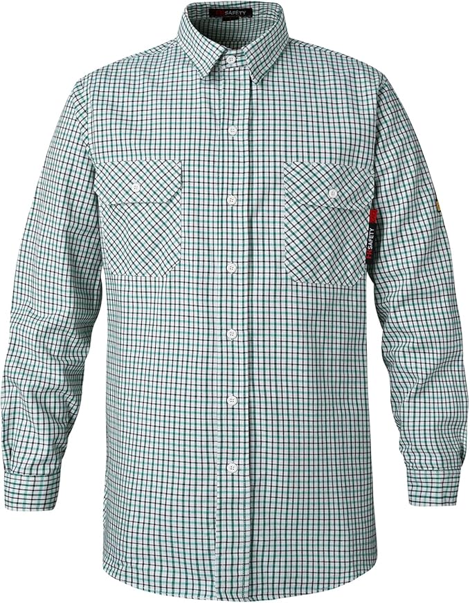 SKSAFETY 7oz FR Shirts for Men, Welding Shirt Hi Vis Flame Resistant 100% Cotton Fire Retardant Longsleeve Shirt CAT2
