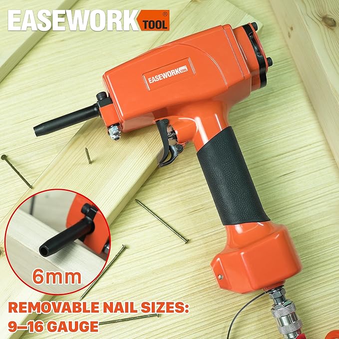 EASEWORK TOOL Pneumatic Nail Remover, Heavy Duty Professional Air Punch Nailer/Nail Remover Tool/Nail Puller, Fast & Labor-Saving Denailer Air Gun Removes 9??6 Gauge Nails for Wood Workpieces, Pallets