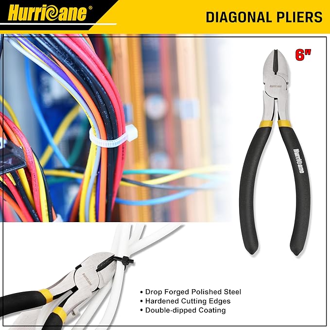 HURRICANE 7 Pieces Pliers Set, 8 inch Groove Joint Pliers, 8 inch Slip Joint, 7?섃?Linesman, 6?섃?Slip Joint, 6?섃?Diagonal, 6?섃?Long Nose, Mini Long Nose, for DIY & Home Use
