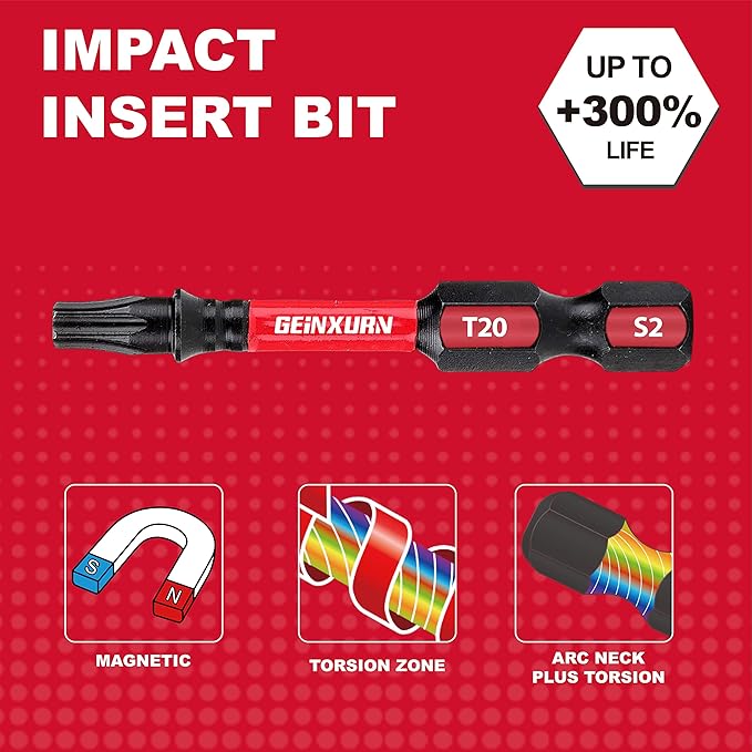 30 Pieces T20 2 In. Impact Tough Magnetic #20 Torx Head Power Bits, S2 Alloy Steel T20 Screwdriver Bits Set