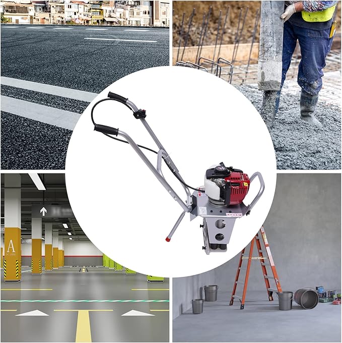 4-Stroke Gas Concrete Vibrating Machine, 900W 35.8CC Commercial Power Screed Vibrating Screed Power Unit Concrete Wet Screed Gasoline Cement Vibrator with 0.65L Fuel Tank for Pavement & Bridge Decks