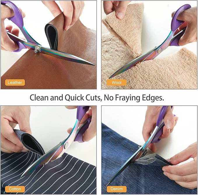 Stainless Steel Fabric Scissors, 10.5 Inch - Ultra-Sharp, Professional Titanium Coated Tailor Scissors for Clothing and Home