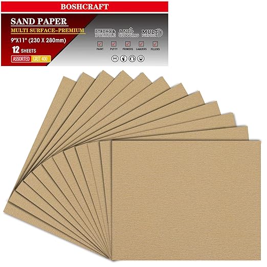400 Grit Sandpaper, Sandpaper Assortment Sandpaper for Wood Metal Furniture Hand Sander Sand Paper Set Sandpaper Sheets Cut for Use 9" x 11"/12 Sheets