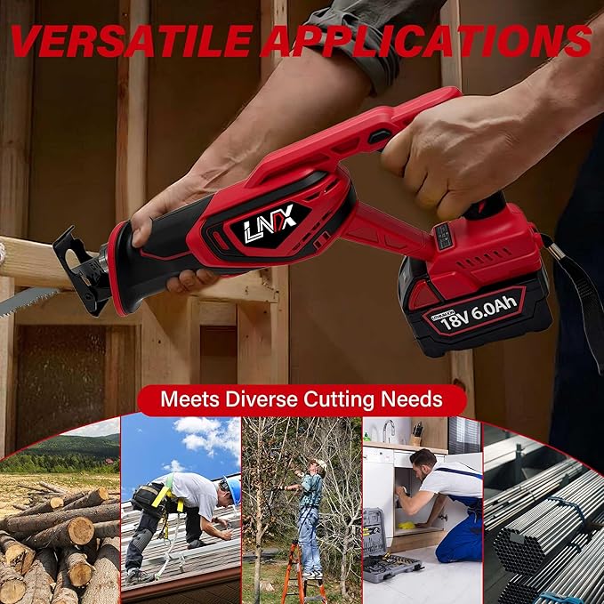 Cordless Reciprocating Saw for Milwaukee 18V Battery, Brushless Electric Recip Saw with 4 Blades, 0-2800 SPM Variable Speed, Tool-Free Blade Change, for Wood/PVC/Metal Cutting