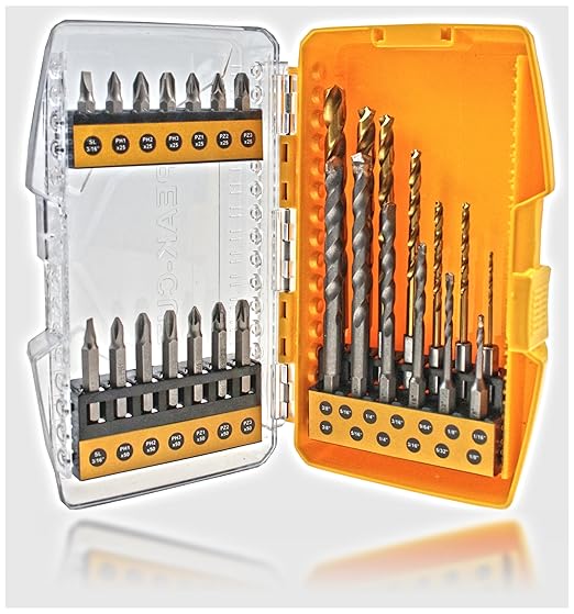 27Pcs Set Masonry Drill Bit HSS Titanium Coated Drill Bit and Screwdriver Bits Drill Metal Steel Mason Concrete Stone