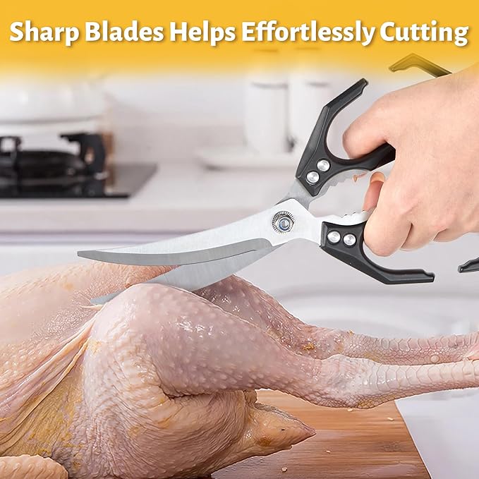 Heavy Duty Kitchen Shears & Poultry Scissors Professional All Purpose Stainless Steel Kitchen Scissors for Food, Meat, Herbs, Pizza, Bones, Ergonomic Cooking Shears