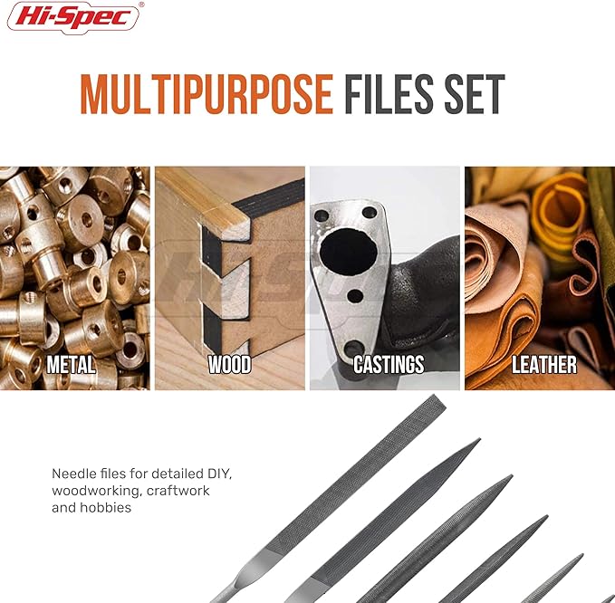 Hi-Spec 6pc Metal Small Needle Hand File Tool Set Kit. Fine Micro Steel Files. Flat, Half, Round & Triangle for Crafts, Metal & Wood Work.