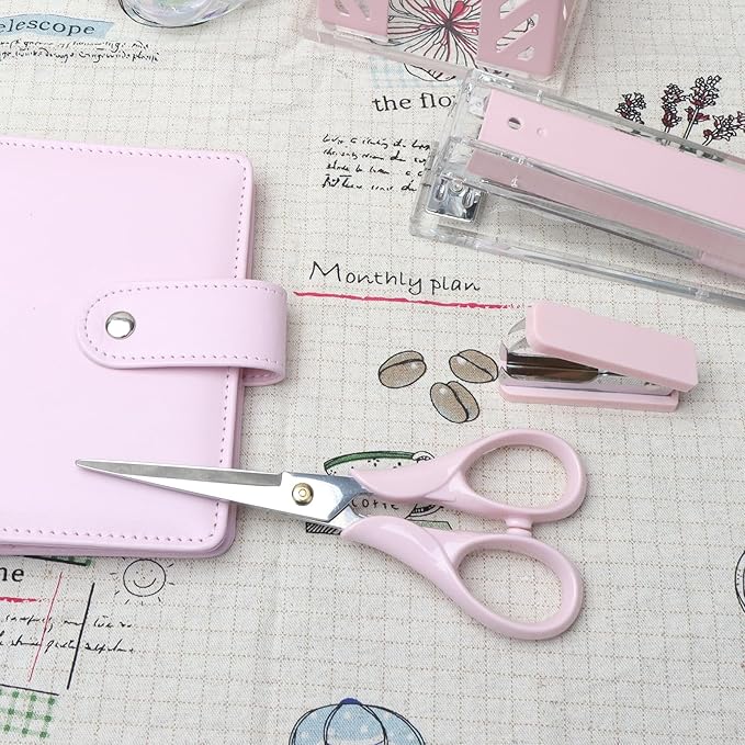 NatSumeBasics Pink Small Office Scissors 6.5" All Purpose Scissors Professional Tailor Dressmaker Fabric Shears for school Office home (Pink Scissors)