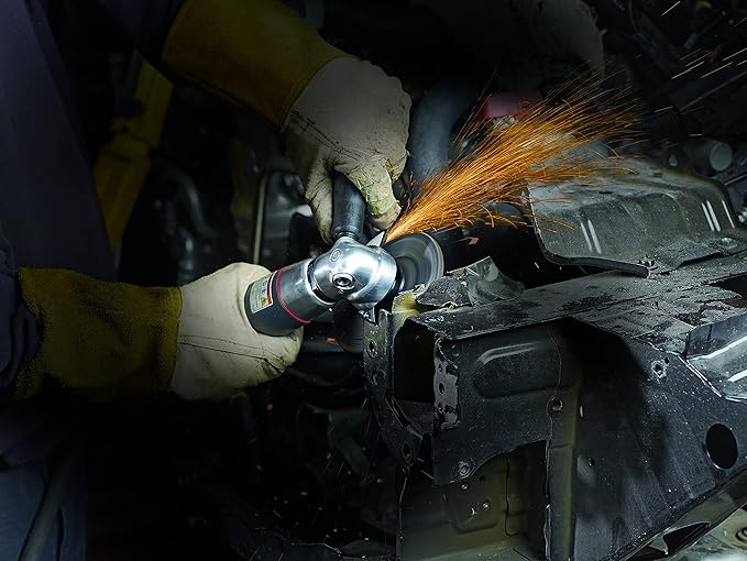 Ingersoll Rand 345MAX Air Angle Grinder/Cut-off Tool, 5" Wheel, 12,000 RPM, 0.88 HP, 5/8"-11 Thread, Rear Exhaust