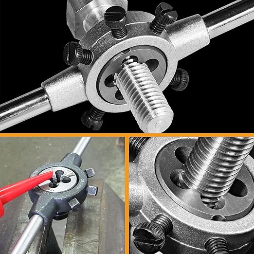 M10 x 1.25mm Metric Tap and Die Set, M10 x 1.25mm High-Speed Steel Machine Round Tap Die Set, Right Hand Thread Tap and Round Thread Die Tool
