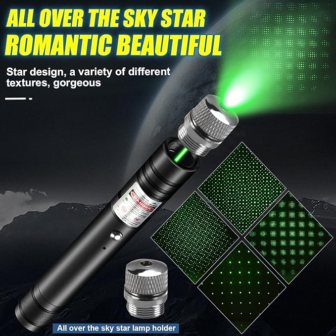 Green Laser Pointer High Power, Rechargeable Flashlight with Laser Pointer, Long Range Laser Pointer for Astronomy Construction and Outdoor Adventures