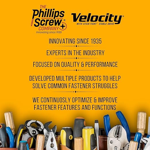 Velocity Interior 2 3/4 Inch Wood Screws Contractor Pack (Size #10, 219 Pcs) ??Self Tapping Screws with Phillips Bits, Stick Tight Technology, Carbon Steel with Zinc Plating, Durable Storage Organizer