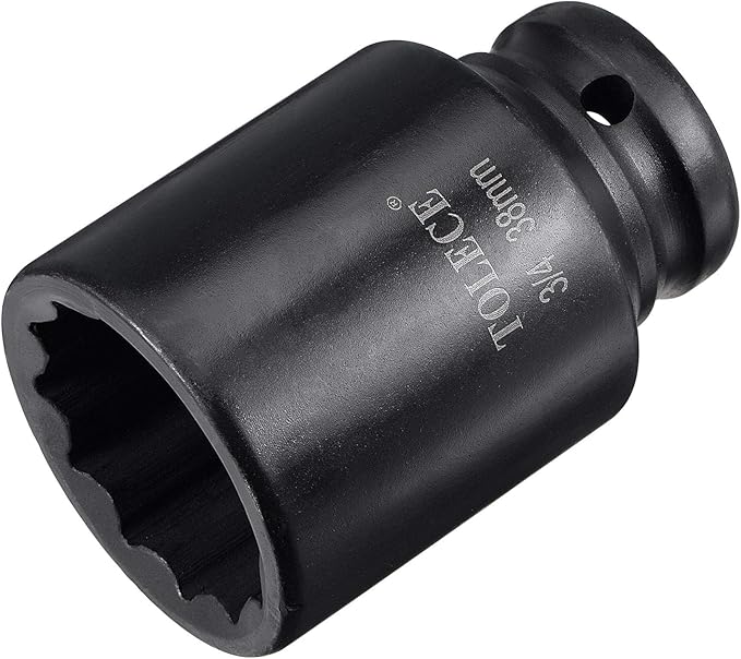 uxcell 3/4-Inch Drive 38mm 12-Point Deep Impact Socket, CR-MO Steel 78mm Length, Metric Sizes