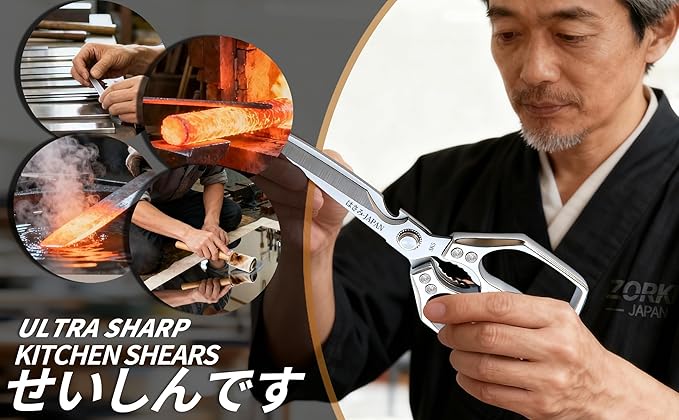 Japanese Kitchen Shears Set, Heavy Duty Poultry Shears All Purpose, Kitchen Meat Scissors for Steak Cutting, Chicken Bones, and Turkey Christmas Gifts for Men Women Mom Dad