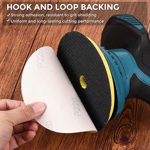50 Pcs Sanding Discs 2 Inch 40/60/80/120/240/320/400/600/800/1000 Grit Hook and Loop Orbital Sandpaper Suitable for Drywall Sander Wood Metal Furniture, Yellow