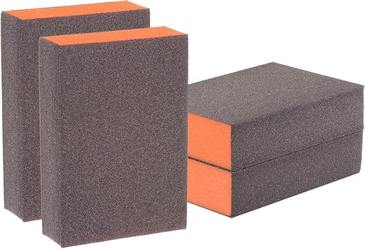 HARFINGTON 4pcs Sanding Sponge Blocks #220 (800-1000 Grits) Wet/Dry Hand Sanding Sponges, 100x70x25mm Foam Sanding Block Pad for Polishing Kitchen Metal Wood Drywall Furniture, Brown&Orange