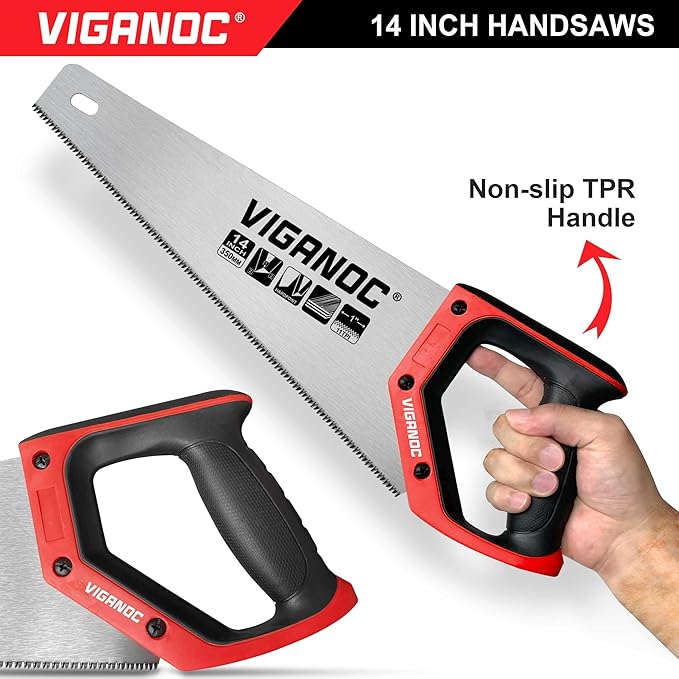 Vigaoc Hand Saw, Fine Cut Handsaws, 11TPI Sharp Wood Saw for Wood Working and Gardening, 14-inch