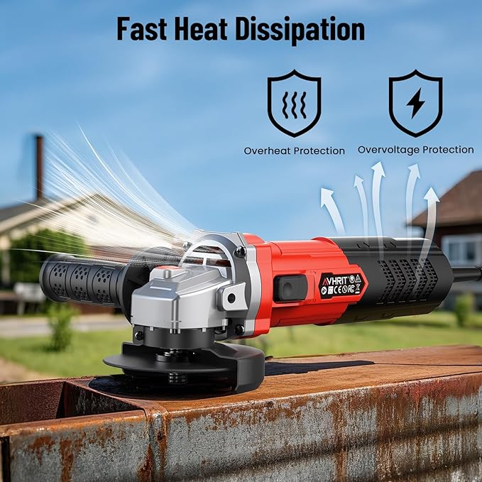 Angle Grinder 10 Amp, 4-1/2 inch Power Angle Grinder Tools with 13000 RPM, 1200W Small Angle Grinder for Cutting, Grinding, Polishing