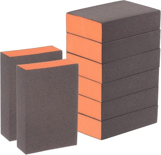 HARFINGTON 8pcs Sanding Sponge Blocks #280 (2000-2500 Grits) Wet/Dry Hand Sanding Sponges, 100x70x25mm Foam Sanding Block Pad for Polishing Kitchen Metal Wood Drywall Furniture, Brown&Orange