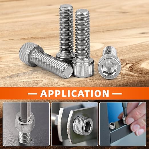 MewuDecor M8-1.25 x 100mm Socket Head Cap Screws Bolts, Allen Socket Drive, Stainless Steel 18-8 (304), Full Thread, Bright Finish, Machine Thread, 5 PCS