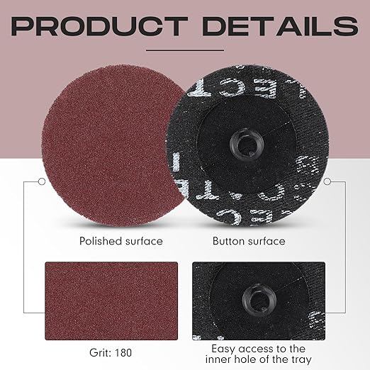 Newwiee 150 Pieces 2 Inch Sanding Discs 180 Grit Roll Lock Discs Die Grinder Sanding Disc for Surface Prep Strip Grind Polish Finish Burr Rust Paint Removal Red