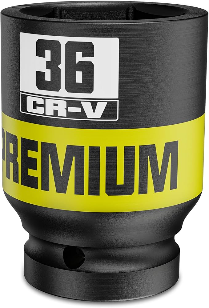 3/4" Drive 6 Point Impact Socket, 36mm Deep Socket, Metric, CR-V, Automotive Maintenance Machinery Manufacturing