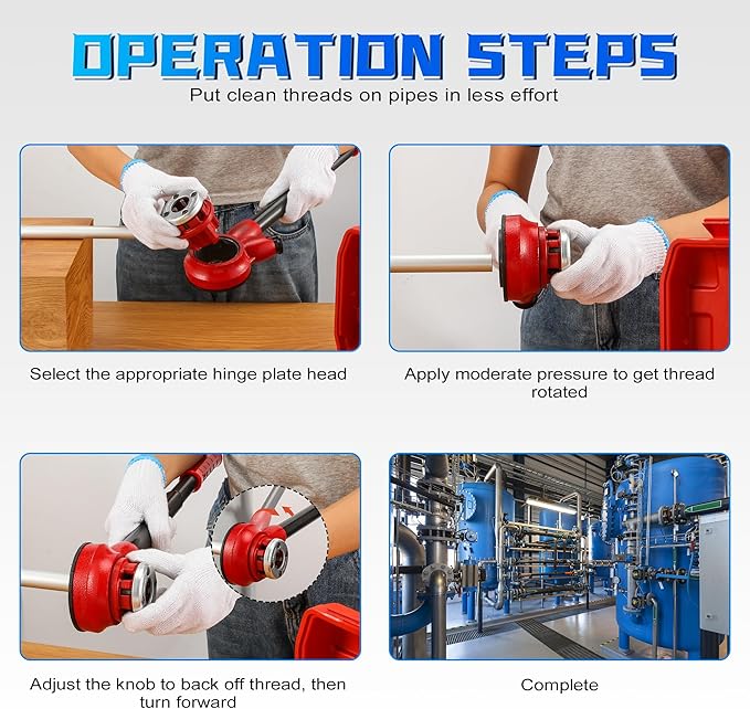 Pipe Threader Ratchet Kit竊?Manual Ratcheting Pipe Threading Tool Set with 3 NPT Dies 1/2" NPT, 3/4" NPT, 1" NPT,Portable Cast Iron Pipe Threading Set for Galvanized Aluminum Iron Copper PVC Pipes