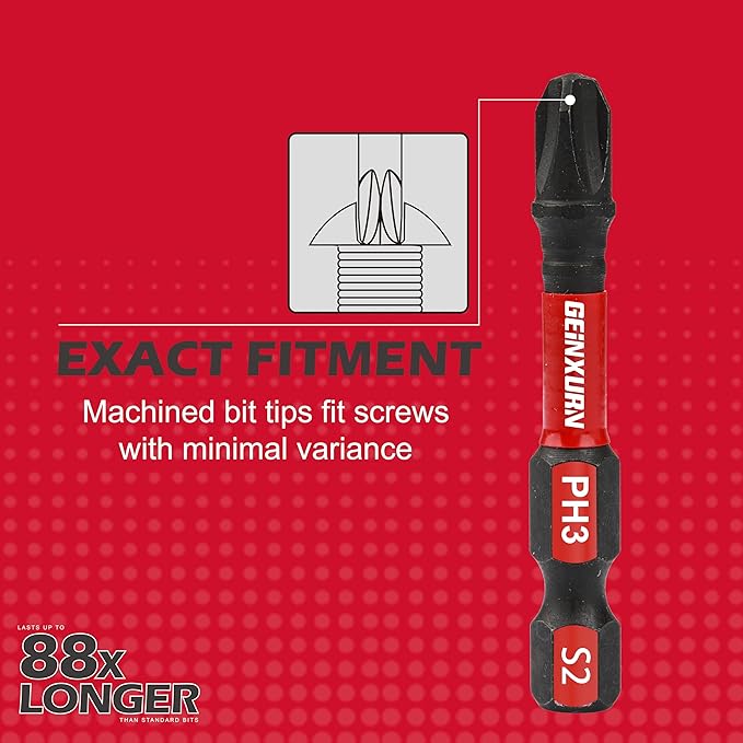 Anti-slip Hex Impact Tough Magnetic Screwdriver Bits Set 2 in. PH1/PH2/PH3 Insert Driver Bits,10Pack 1/4 Inch Hex Shank Phillips Cross Screwdriver Bits Set