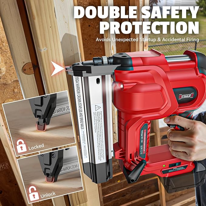 18GA Cordless 2" Brad Nailer Compatible with Milwaukee 18V (Tool Only), 2-in-1 Nail/Staple Gun, Tool-Free Jam, Adjustable Depth, 2 Modes with 400 Nails/Staples for Woodworking, Carpentry