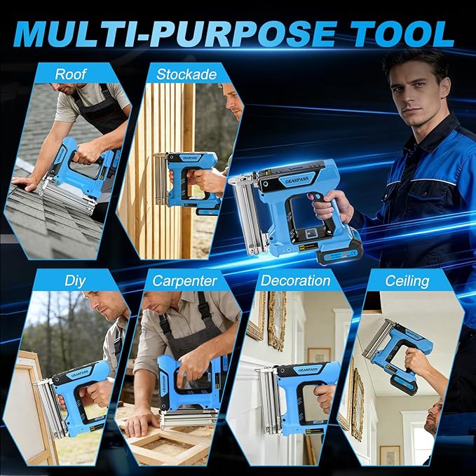 Cordless 18 Gauge Brad Nailer, 2-in-1 21V Nail Gun with 2횞2.0Ah Batteries & Charger, Fast Nailing, Includes 1000 Nails for Woodworking, Trim & Home Projects