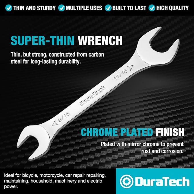 DURATECH 9/16 Inch x 11/16 Inch Super-Thin Open End Wrench, SAE