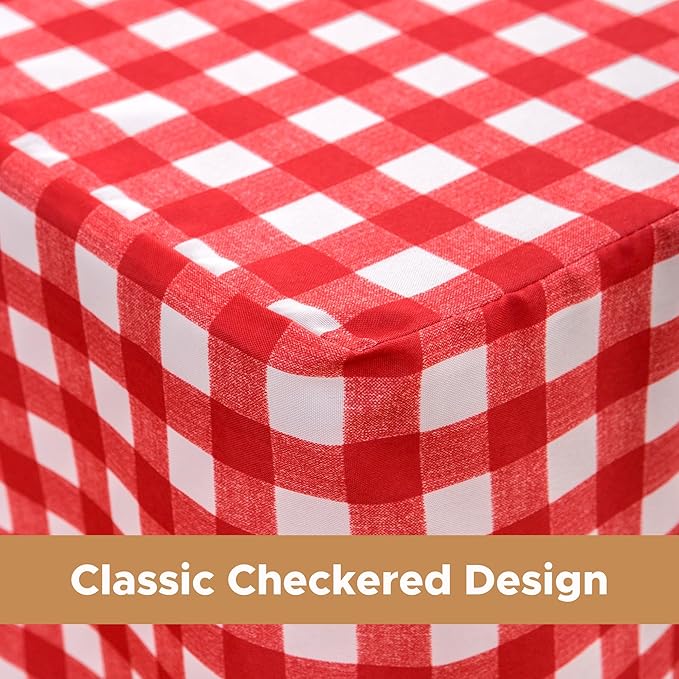 HolidayIdeas 2 Pack Checkered Fitted Table Clothes - 48 x 24 Inch - Rectangle Tablecloths for 4 Foot Tables, Buffalo Plaid Table Covers for Party, Picnic, Trade Show (Red and White)