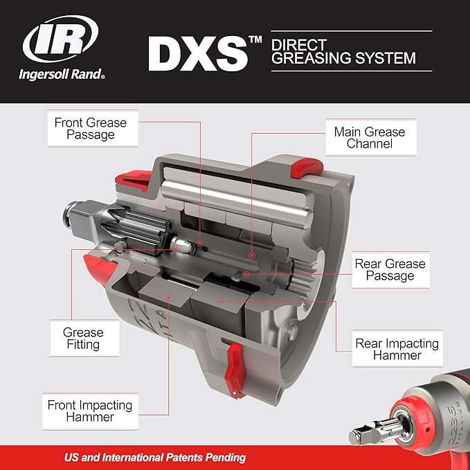 Ingersoll Rand 2236QTIMAX-G DXS2 1/2" Air Impact Wrench, Quiet, 1500 ft-lb Torque, Titanium Hammercase, Friction Ring Retainer, Green
